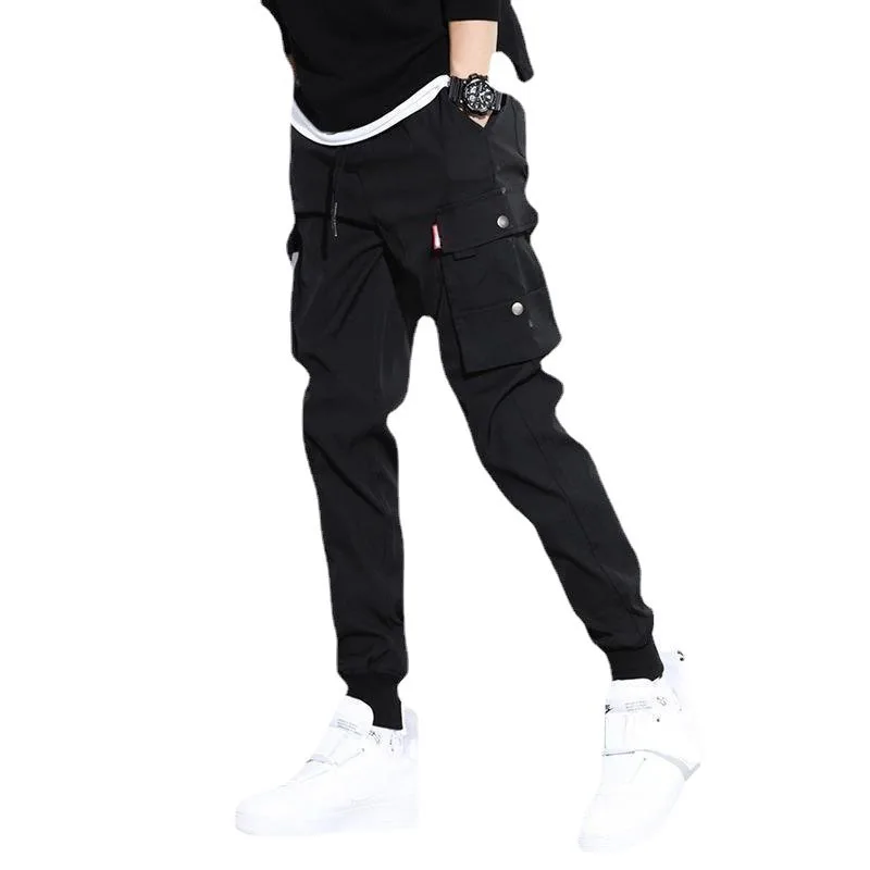 

Men's sports pants slim fit jogging pants sports street slim fit multi pocket drawstring pants men's multi pocket pants