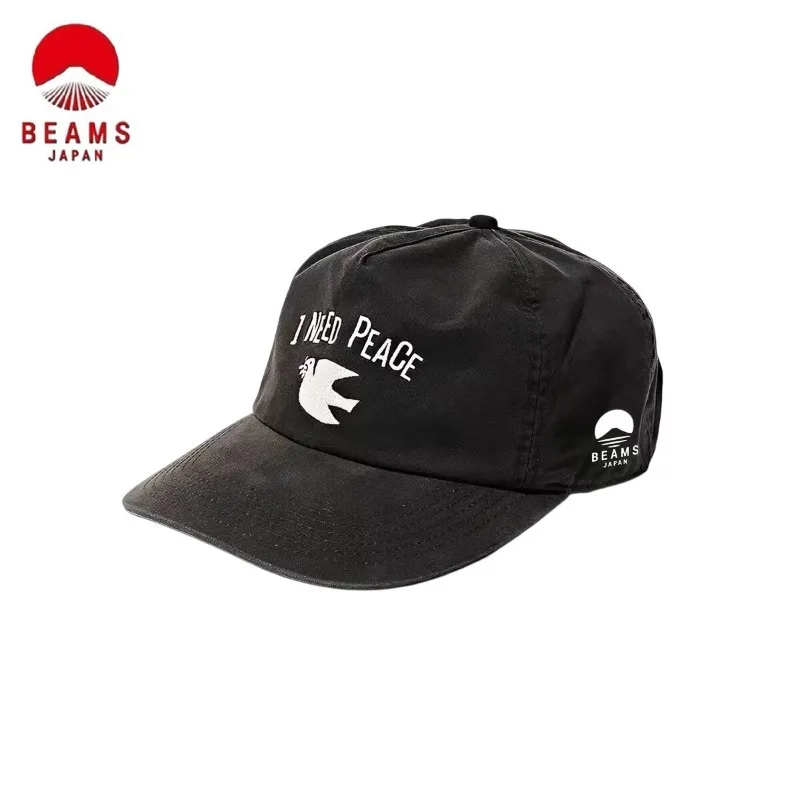 BEAMS Vintage Faded Washed Peace Dove Embroidery Baseball Cap, Casual Sun Protection Hat Unisex Outdoor Street Headwear