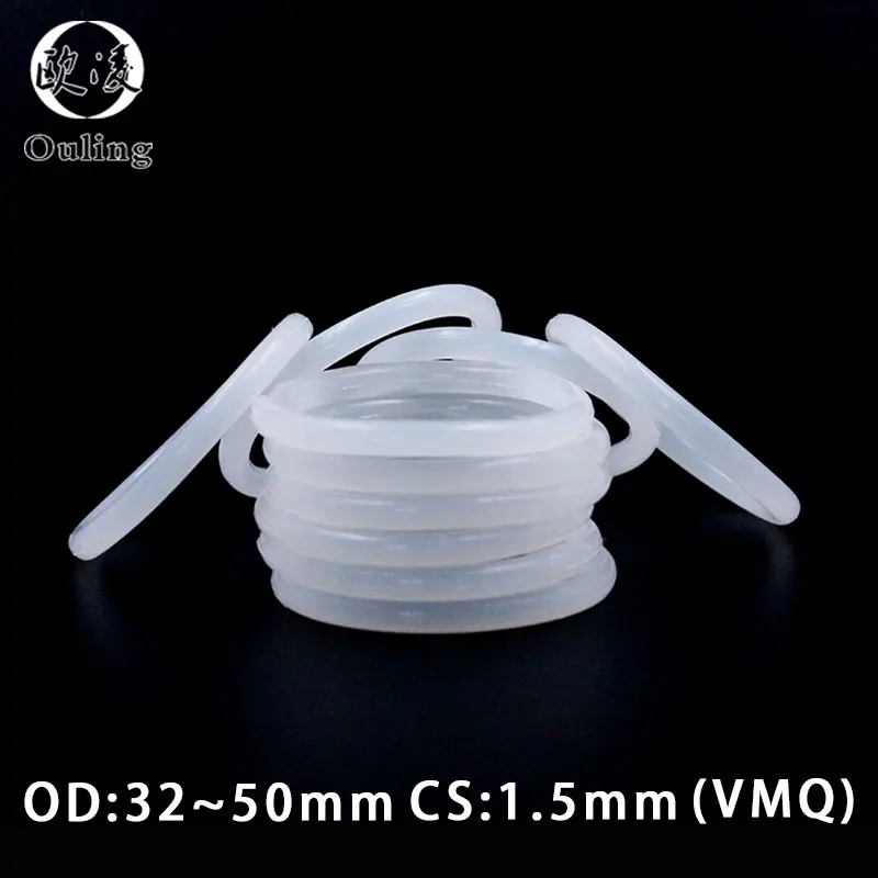 10PCS/lot Silicone Rubber Oring VMQ CS1.5mm OD32/33/34/35/38/40/44/45/50mm O Ring Gasket Silicone O-ring Heat-resistant