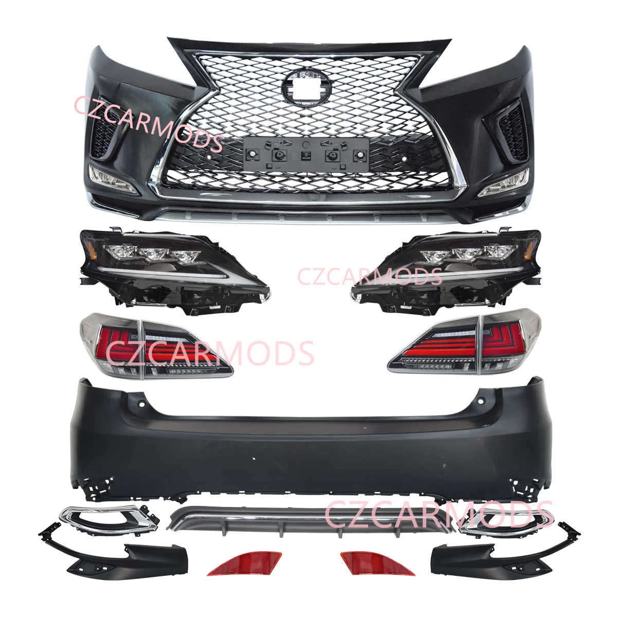 

Комплекты кузова автомобиля для Lexus RX RX270 RX350 RX450h 2009-2015, обновление до 2021 года, стиль переднего и заднего бампера, тройная светодиодная фара, задний фонарь