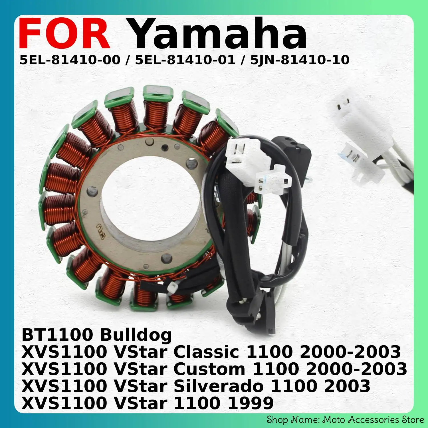 Magneto Stator Coil for Yamaha BT1100 Bulldog / XVS1100 VStar Classic Custom Silverado 5EL-81410-00 / 5EL-81410-01 /5JN-81410-10