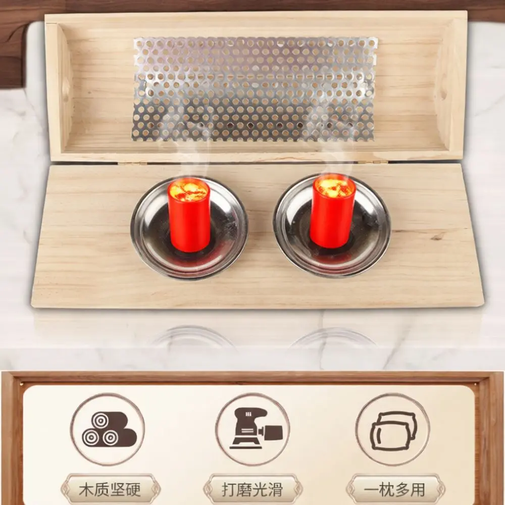 Wooden Neck Massage Pillow Moxibustion Heat Therapy Device Ergonomic Cervical Support Health Relax Assist Tool