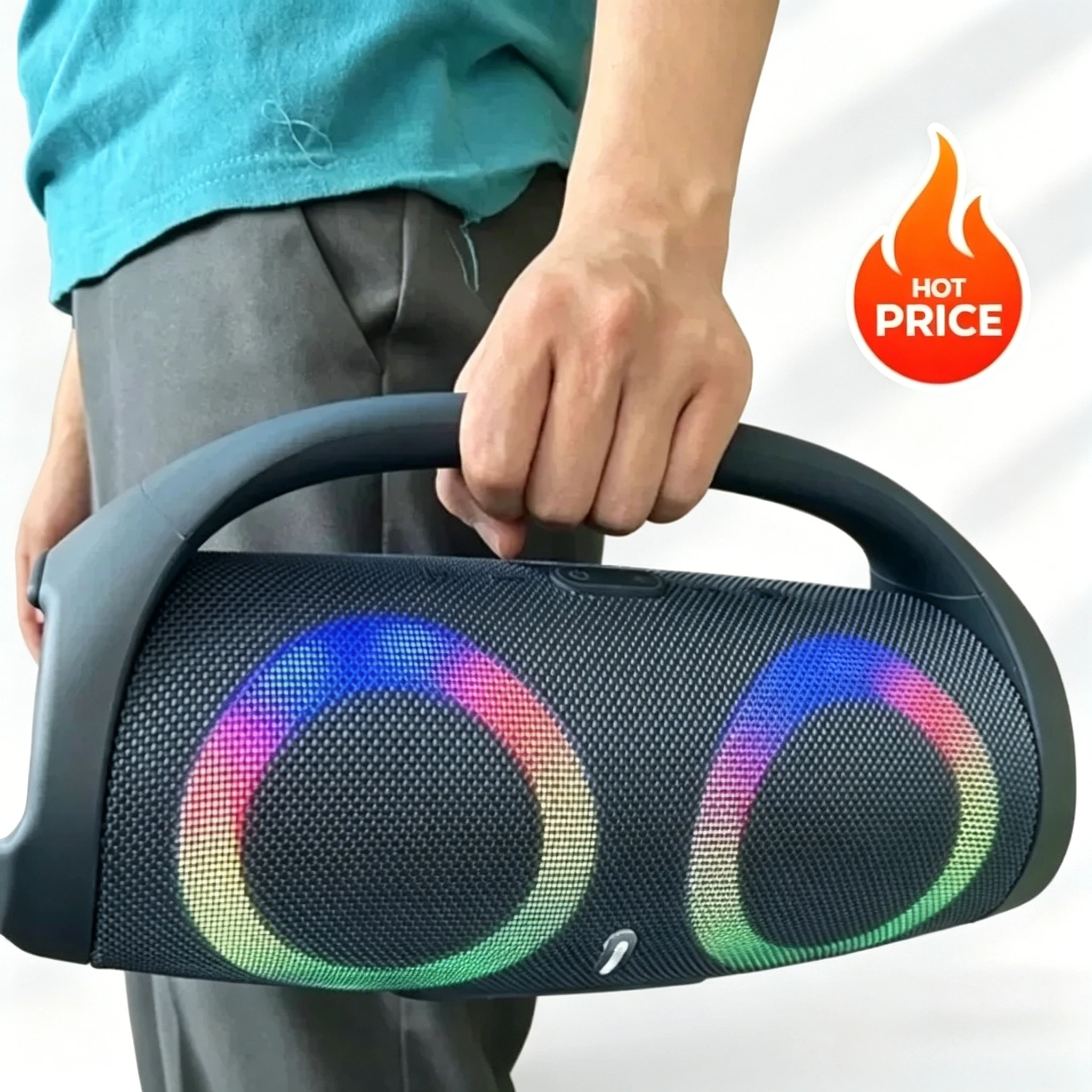 

Портативная Bluetooth-колонка высокой мощности 100 Вт с RGB-подсветкой, водонепроницаемая, беспроводная, с сабвуфером, 360-градусным стереозвуком, TWS, FM-радио, бумбокс