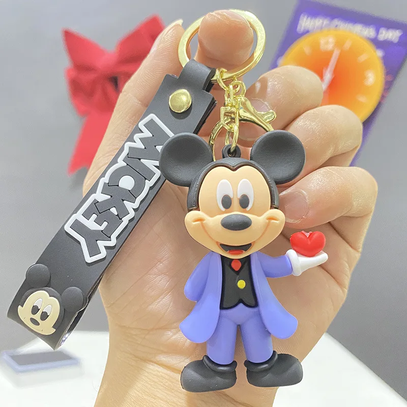 Disney Mickey Mouse Keychain for Women Cute Minne Figure Model Doll Keyring Bag Pendent Jewelry Children Toy Charm Small Gifts