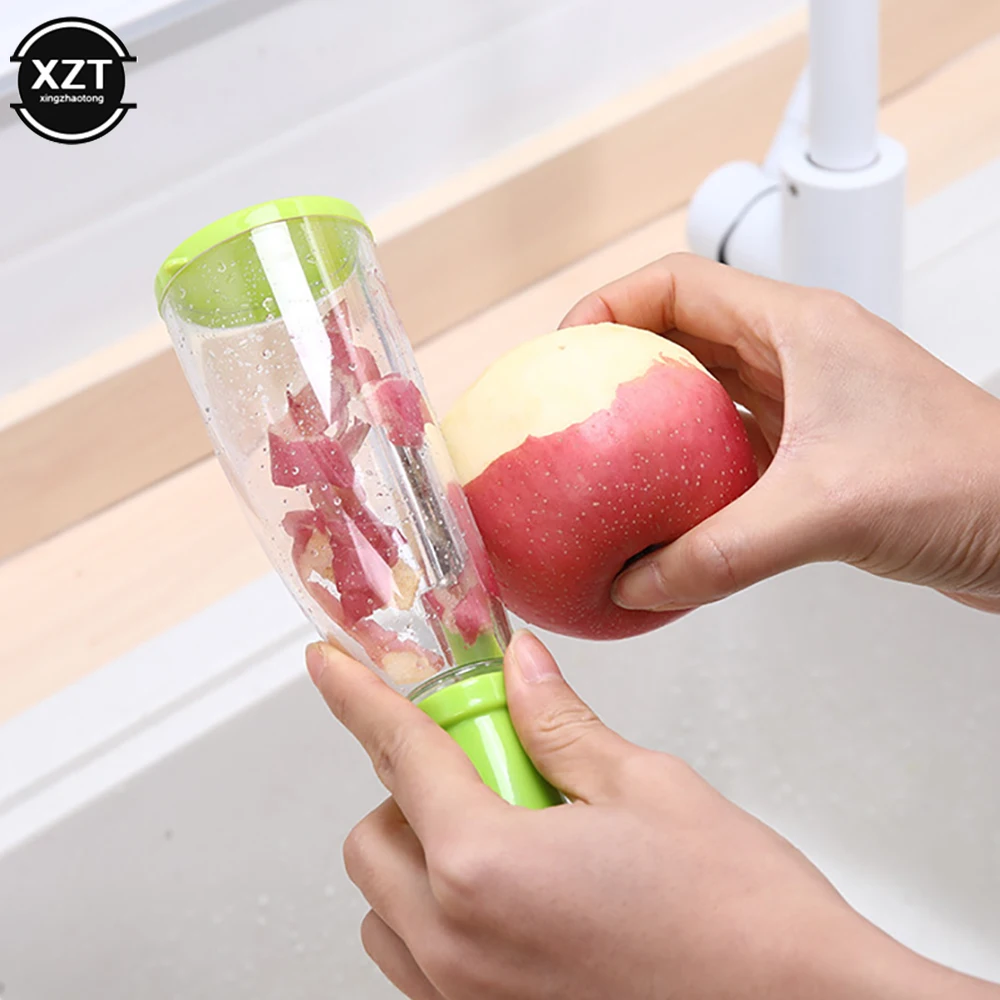 Multifunctional Storage Type Vegetable Fruit Peeling Knife With Storage Tube Peeler Potato Tool Household Kitchen Supplies 2 In1