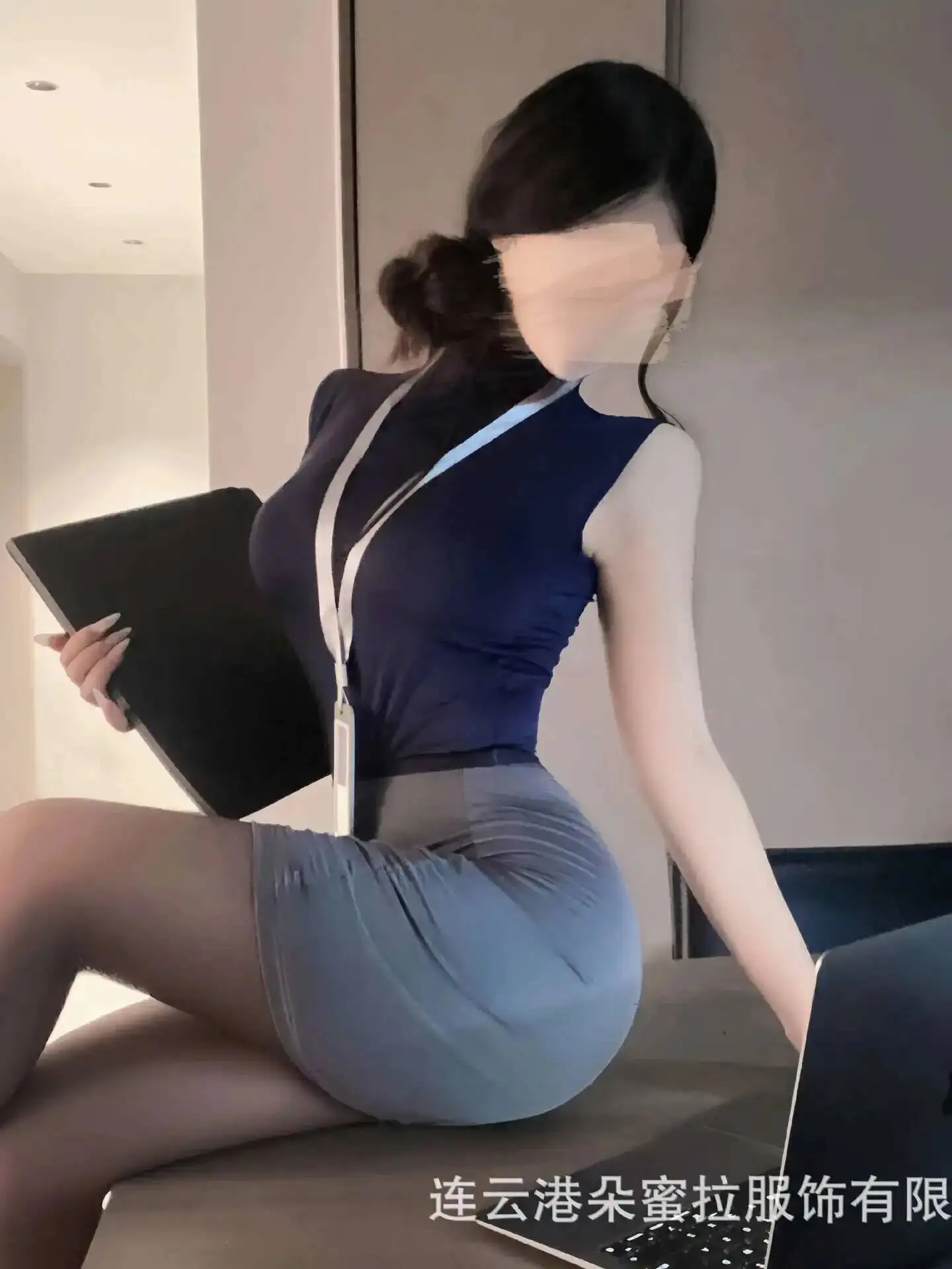 달콤한 스커트 세트 OL 섹시한 순수한 욕망 스타일 비서 가방 엉덩이 투피스 스커트 세트 항공 승무원 유니폼 나이트 클럽 WQW6