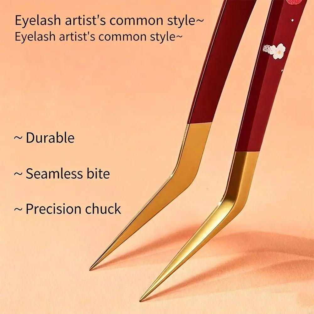 Stainless Steel Curved Stickers Tweezers Anti-static High Precision Lashes Extension Tweezer Cartoon False Eyelash Tweezers