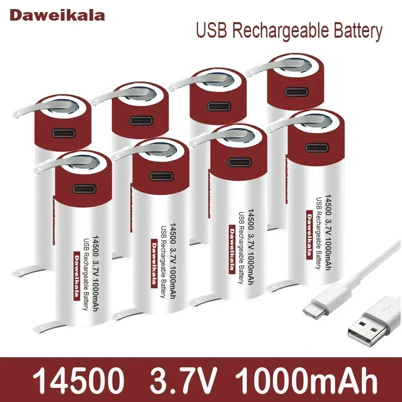 DAWEIKALAUTO- de batterie lithium-ion100% V,haute capacité, 1000mAh,VInter14500 soudage,USB gratuit,nouveaux 3.7 V