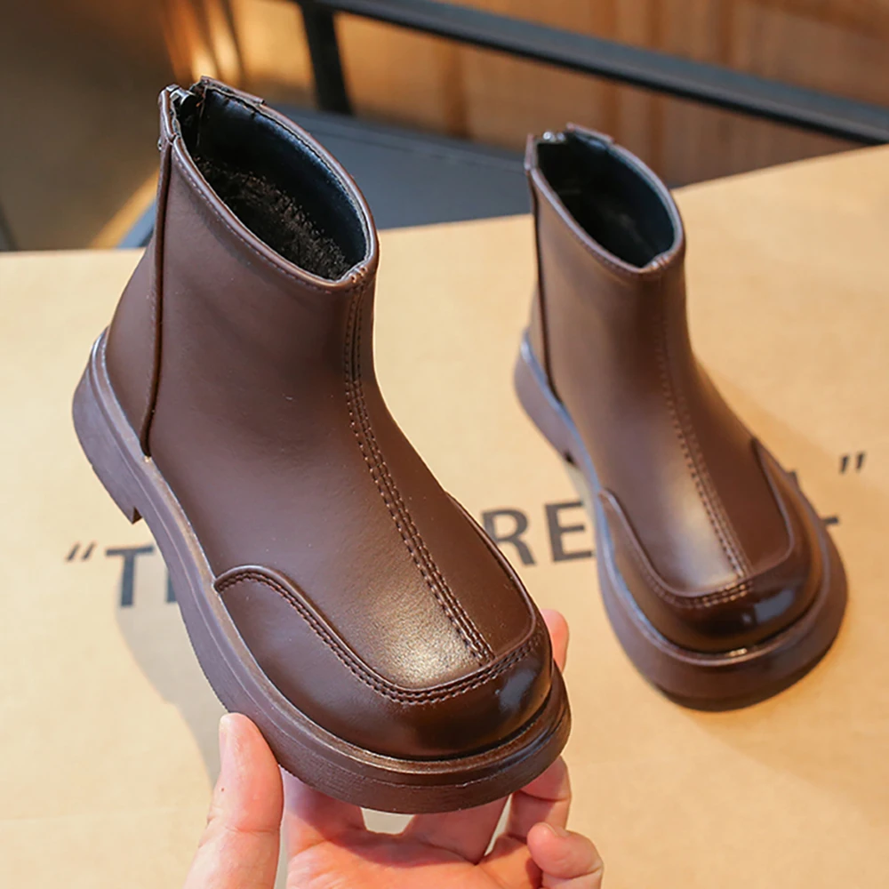 

Autumn Winter Girls Elegant Lady Booties Children's PU Leather Waterproof Casual Boots Girls Warm Boots Children's Snow Boots