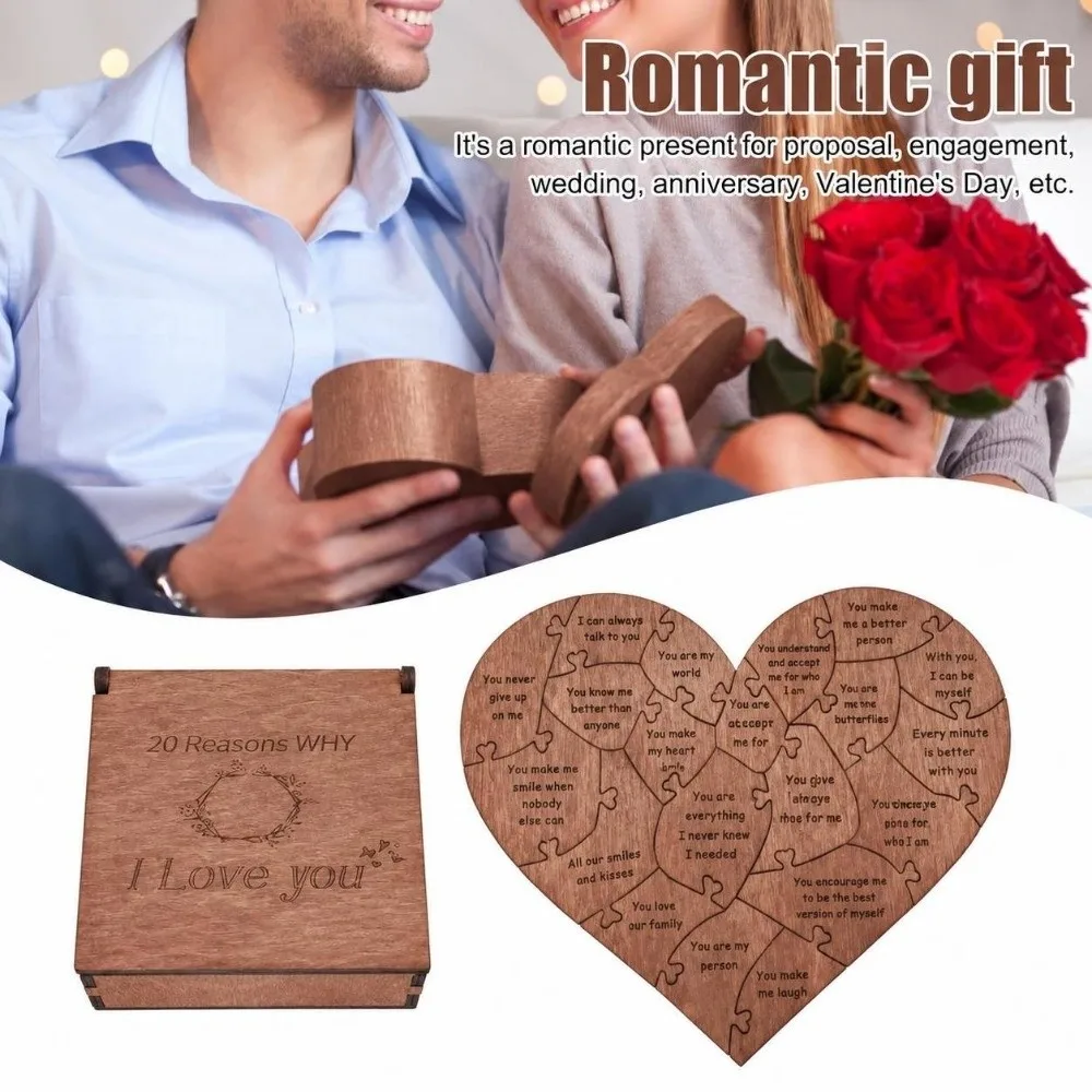 Wooden Material Wooden Heart Puzzle Heart Shape Puzzle Box Style Reasons Puzzle Box Interactive Design Romantic Gift Puzzle