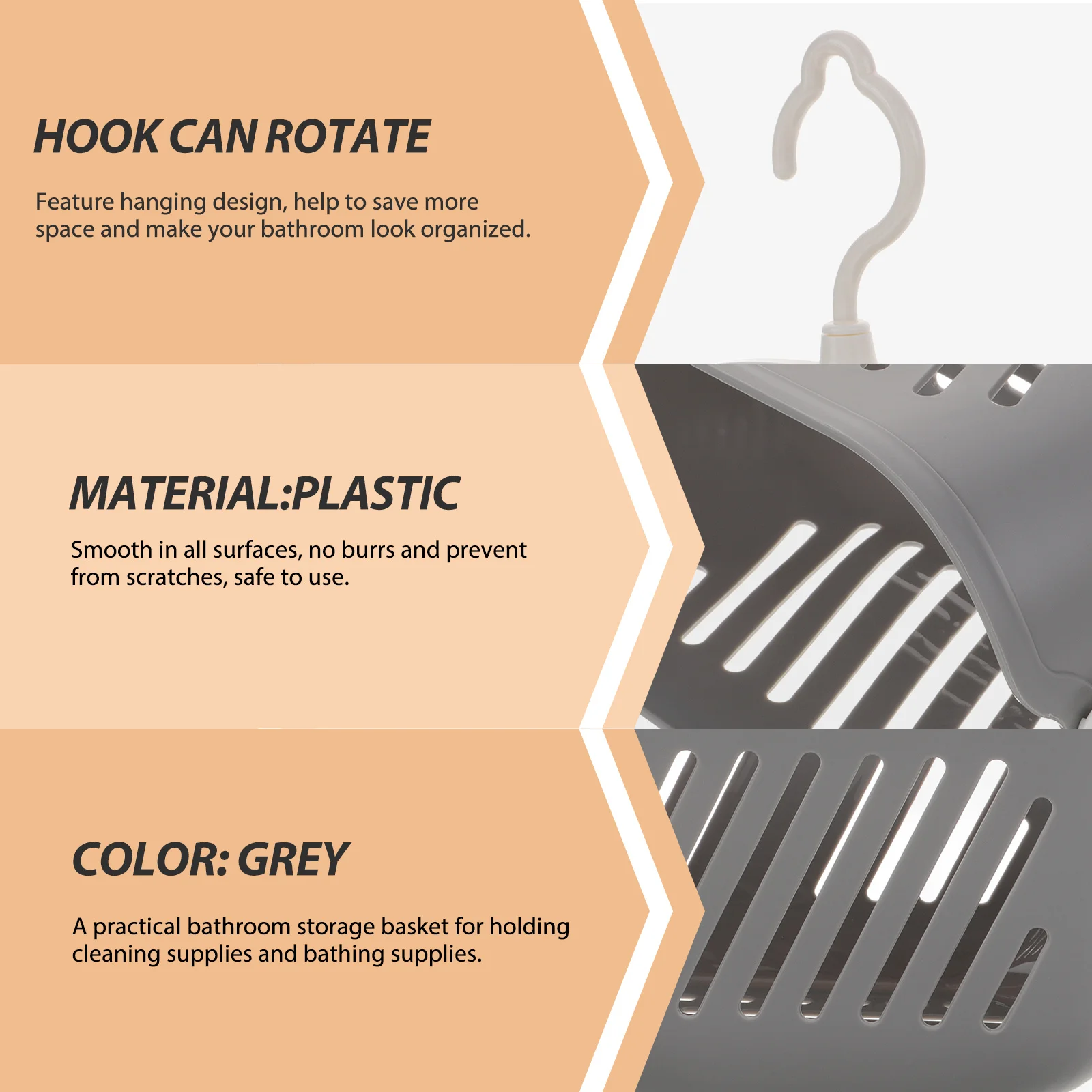 

Hanging Bathroom Storage Basket Space Saving Organizer For Toiletries Cleaning Supplies Smooth Surface Plastic Basket