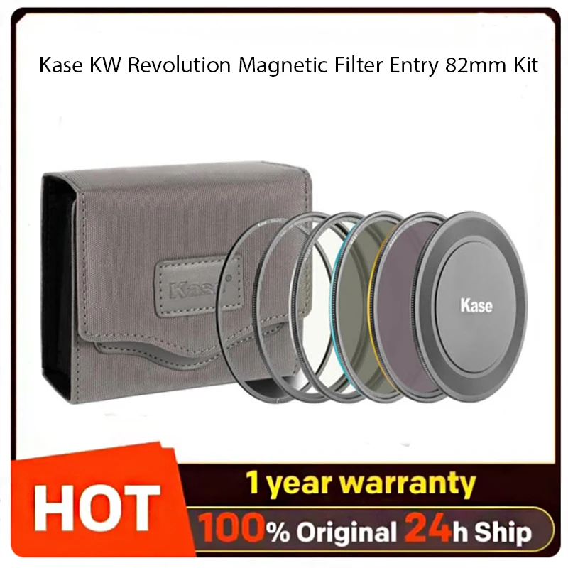 Kase KW Revolution Magnetic Filter Entry 82mm Kit-Color Coded Rings inc CPL ND8 ND64 & Magnetic Adapter,Lens Cap and Filter Bag