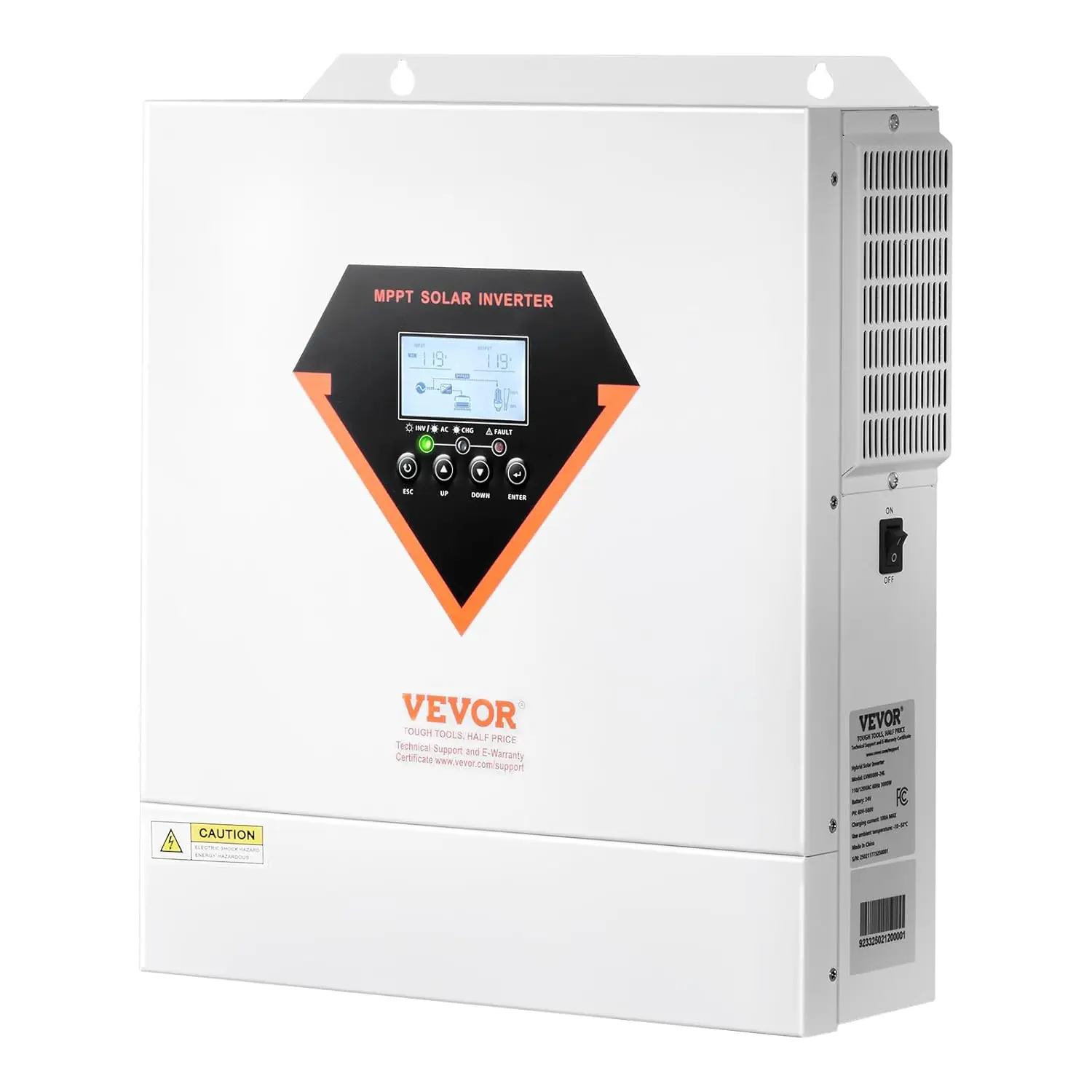 Hybrid Solar Inverter, 3000W, Single Phase Pure Sine Wave Power Inverter, 24V DC to 110/120V AC, with Built-in 100A, Custom