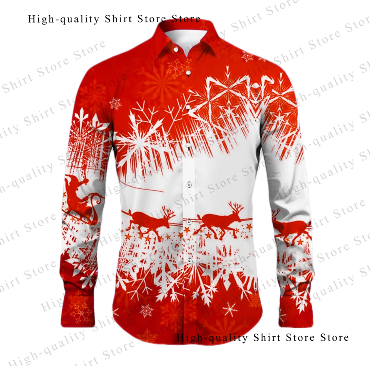 

Elk Snowflake Casual Men's Daily Wear Autumn/Winter Collar Long Sleeve Shirt Fashionable Breathable Men's Shirt