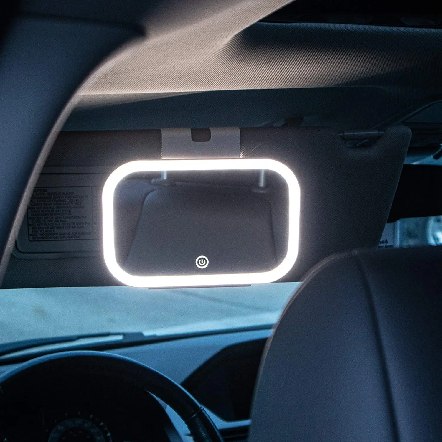 2-in-1-Auto-Sonnenblende, Kosmetikspiegel, 3 Lichtmodi, wiederaufladbar, Auto-Make-up-Spiegel, dimmbar, Touch-Steuerung, universell tragbar