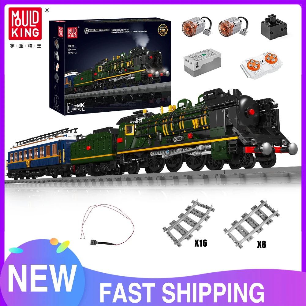 Mould King 12025 Technical Train Building Block Orient Express-French Railways SNCF 231 Steam Locomotive Kids Christmas Gift