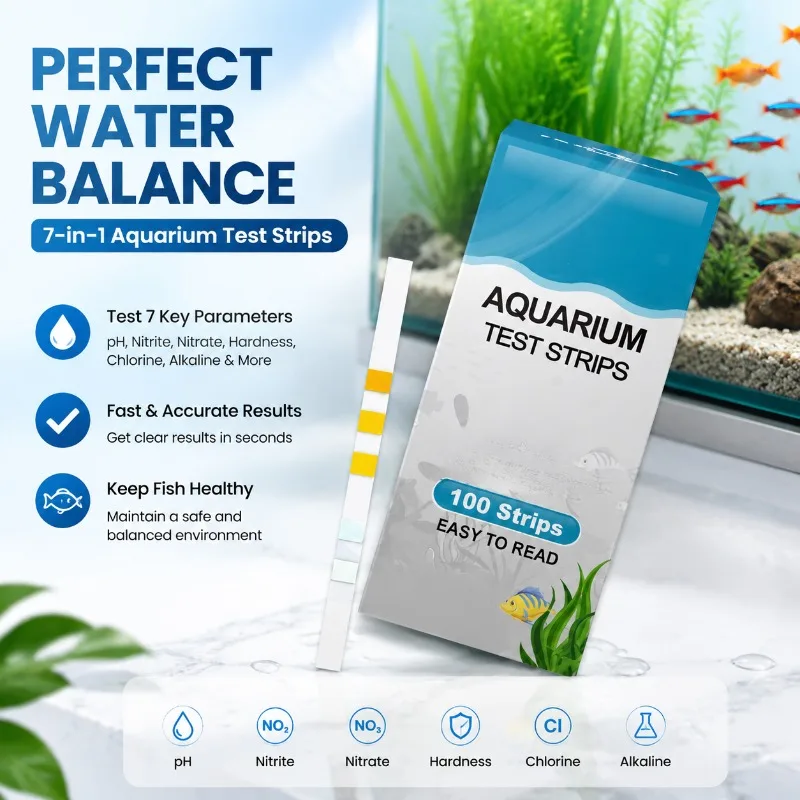 7‑In‑1 Aquarium Water Test Strips,Multi‑Parameter Tester for PH Hardness Residual Chlorine Nitrite Inspection,Handy Aquatic‑Tool