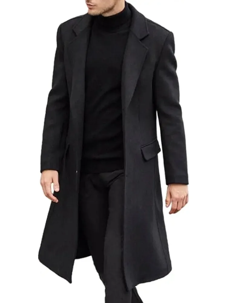 

Autumn Long Coat Male Warm Windbreaker Fashion Jackets Man Overcoat British Slim Jacket Outerwear Streetwear Men Clothes