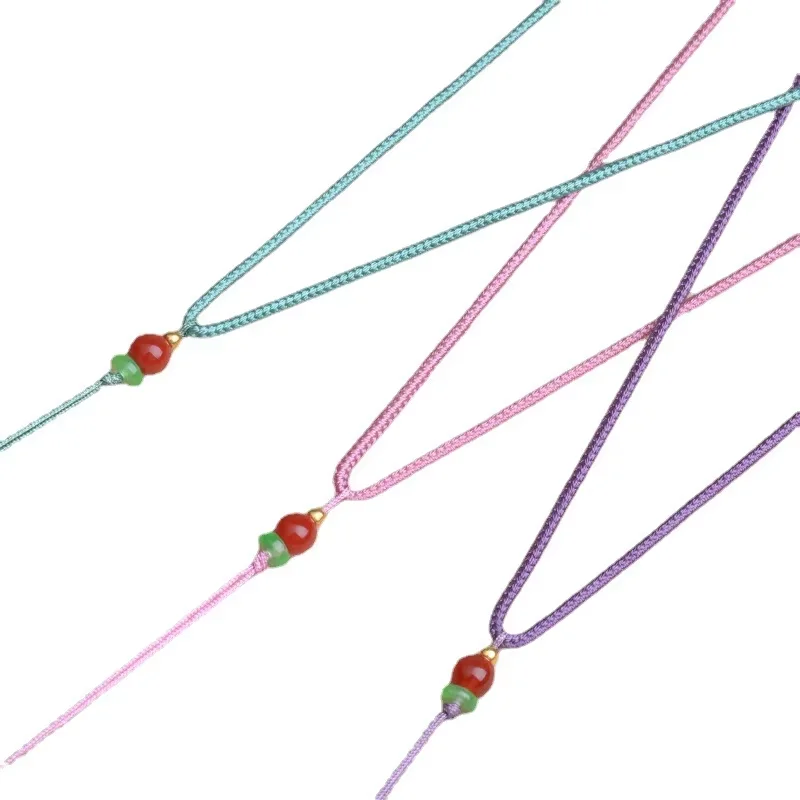 DIY Hand Woven Jade Hanging Rope Pendant Rope Adjustable Beads Necklace Jewelry Hanging Rope Discovery Components