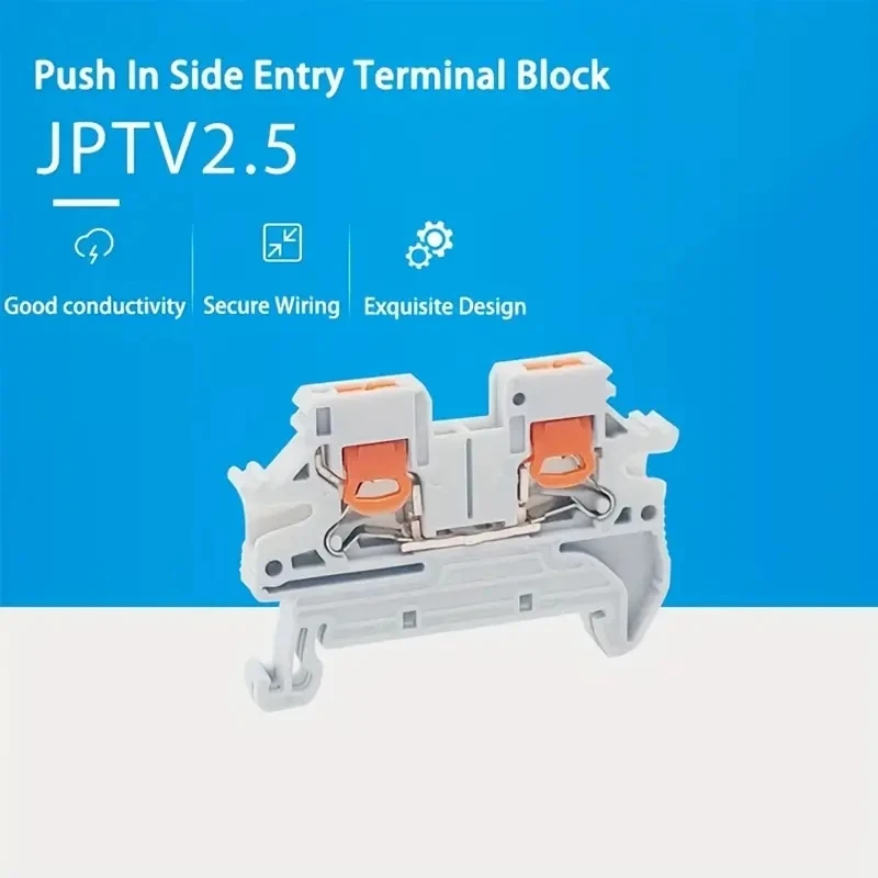 20pcs DIN Rail Terminal Block Twin Spring Terminal Connectors Push in Type PT Screwless Wire Wiring Connector