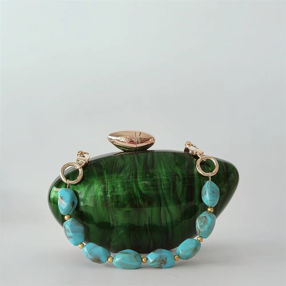 

Marble Pearl Green Brand Clutch Female Mini Women Designer Evening Party Cute Pearl Shell Purse Ivory Handbag Acrylic Egg Bag