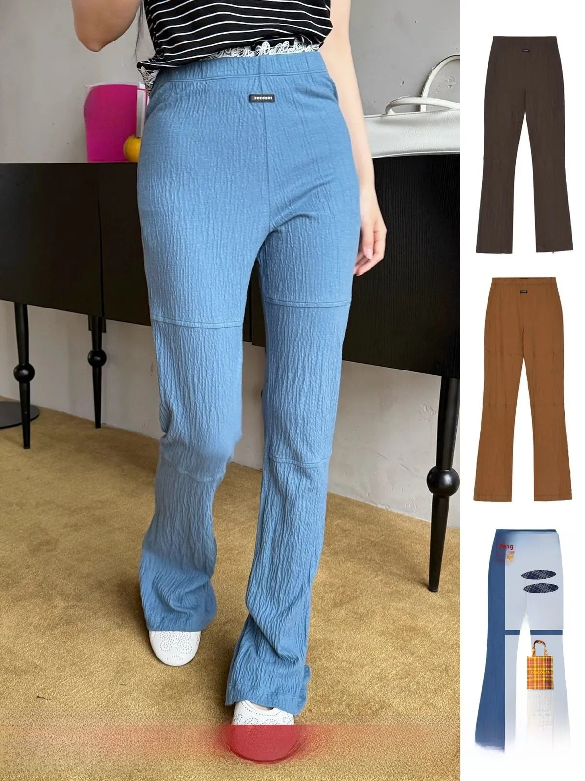 

Brand Comfortable Elastic Straight Leg Long Pants DEARSOCUTE Handpied Boutique Simple Sle Casual Cotton Blend