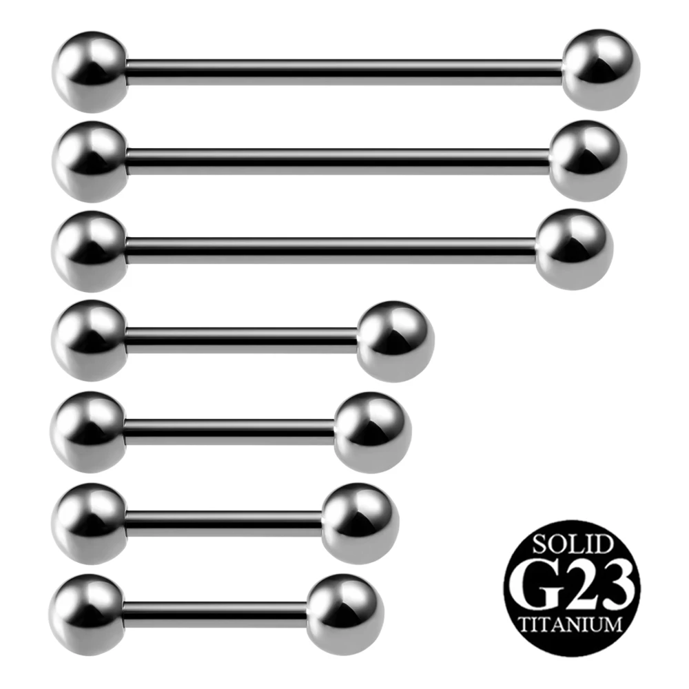 2PCS G23 Titanium Tongue Piercing Nipple Bar Tragus Helix Body Piercing Jewelry Industrial Barbell 14G Cartilage Earring 12-38mm