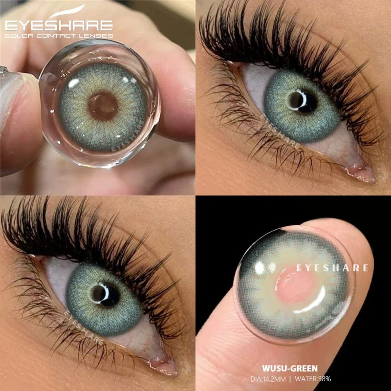 EYESHARE 1Pair Fashion Colorful Contact Lenses for Eyes Blue Eye Lenses Brown Contacts Gray Pupils Yearly Cosmetic Green Lenses