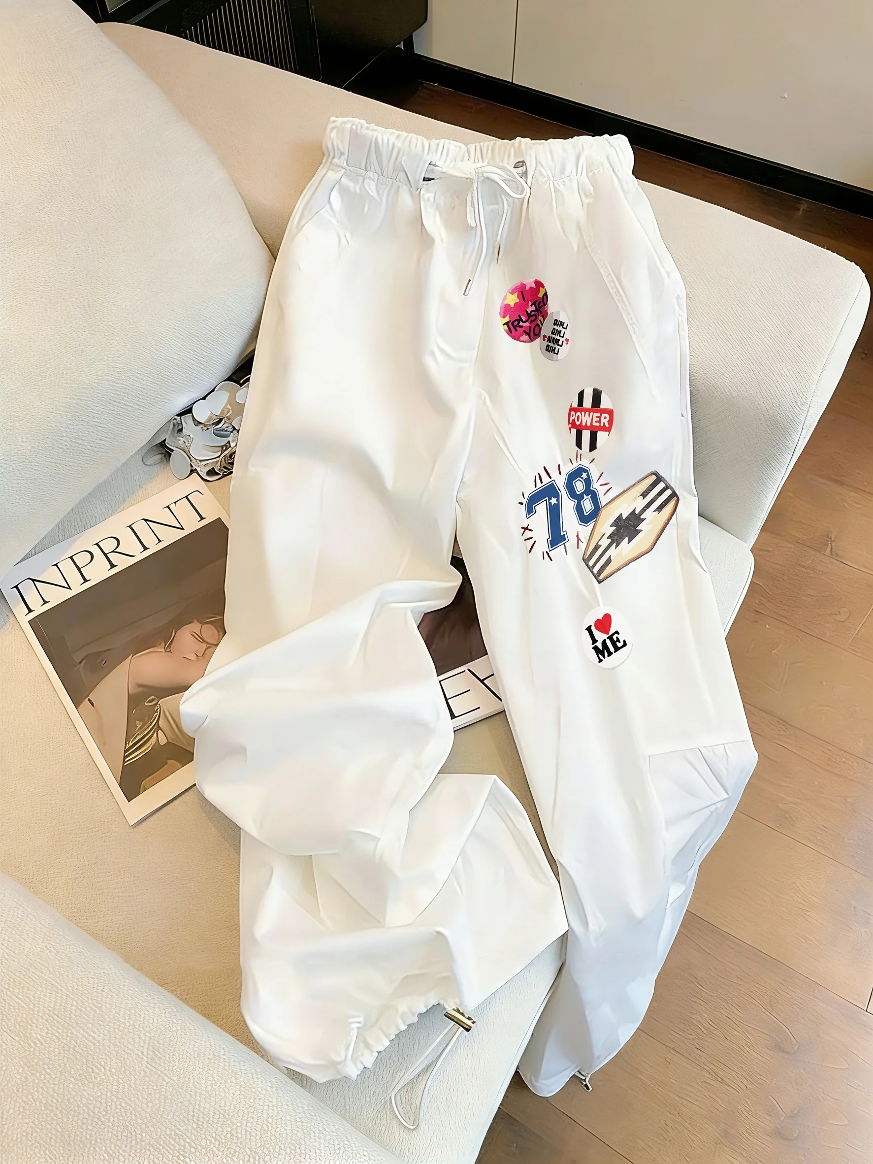 

Creative Graffiti Wide Leg Casual Pants Unisex Summer Fashion Loose Versatile Loose Fit Trousers for Men And Women