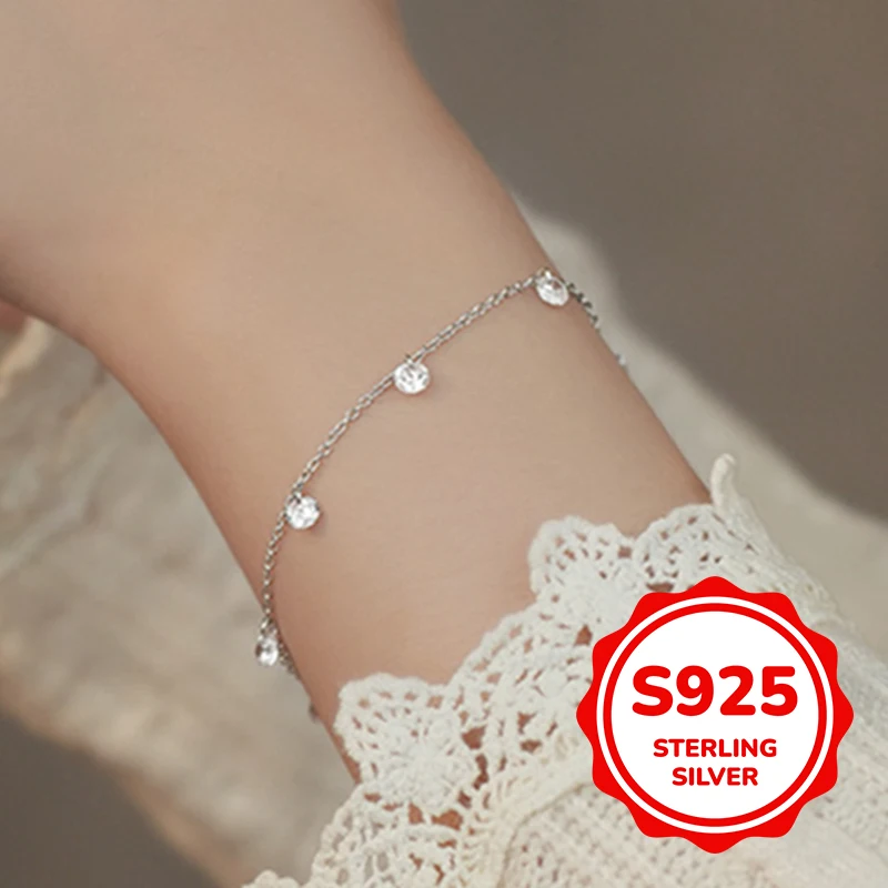 

s925 sterling silver super flash zircon bracelet for women light luxury classic elegant fashion retro simple casual daily life