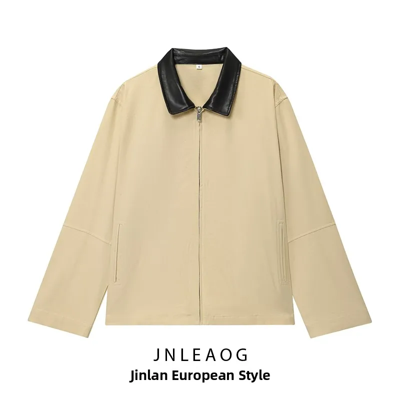 

JNLEAOG женское модное осеннее новое длинное пальто свободного покроя из полиэстера с кожаным воротником и кожаным воротником