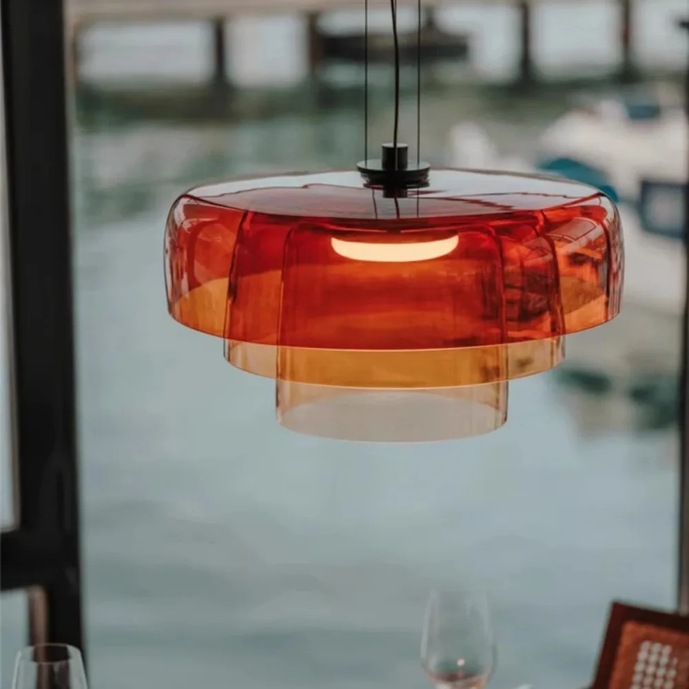 Lampe Suspendue en Verre Coloré au Design Nordique Simple, Luminaire Décoratif d'Nik, Idéal pour un Bar, un Salon, une Salle à Manger ou un Restaurant