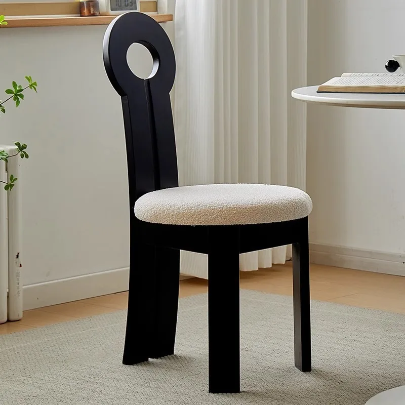 Solid wood dining chair home designer medieval backrest chair wabi wind bedroom makeup chair key chair view 2