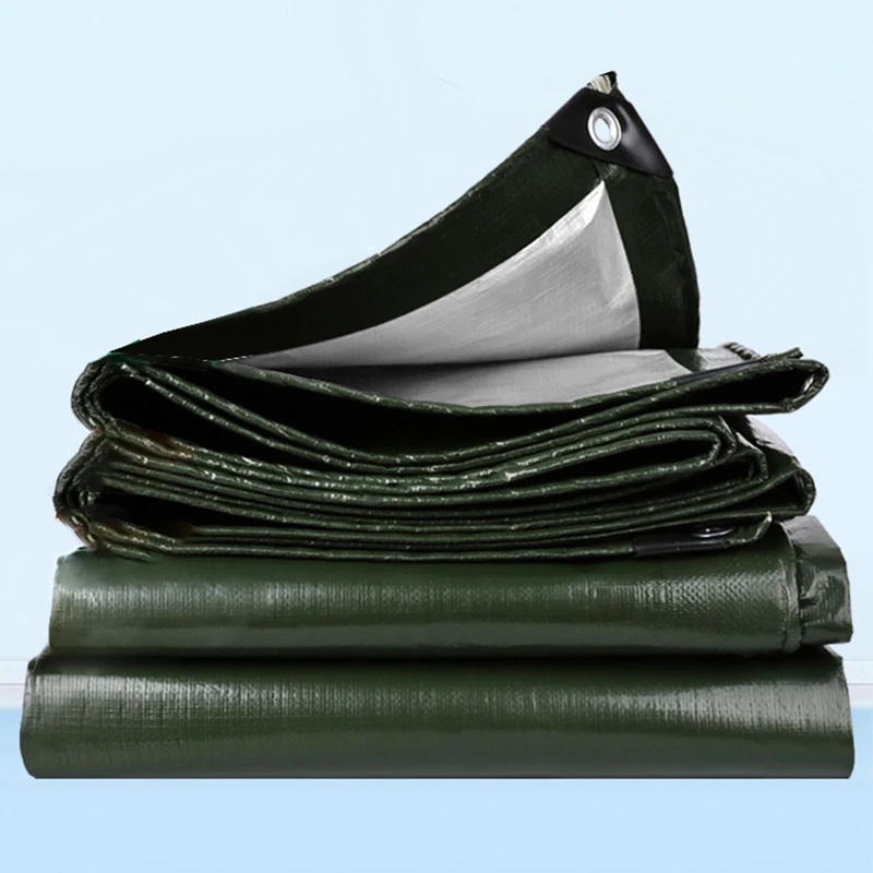 Green Wrapped Silver Colored Fabric Waterproof 168gsm Tricycle Cover Outdoor Canvas Oilcloth