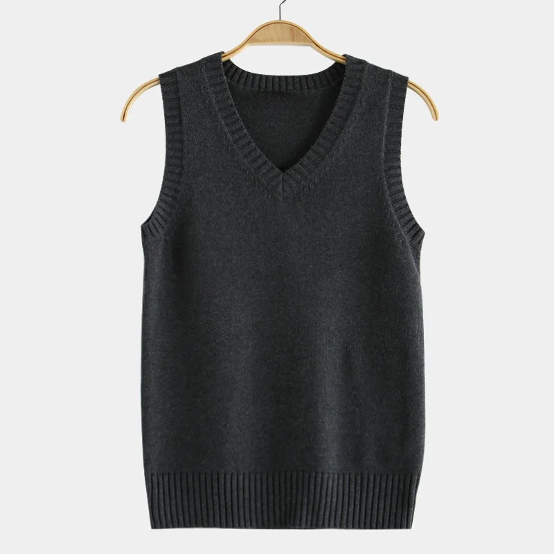

Knitted Solid Color Vest V-neck Pullover Autumn and Winter Sweater Vest Knitted Sweater 2025