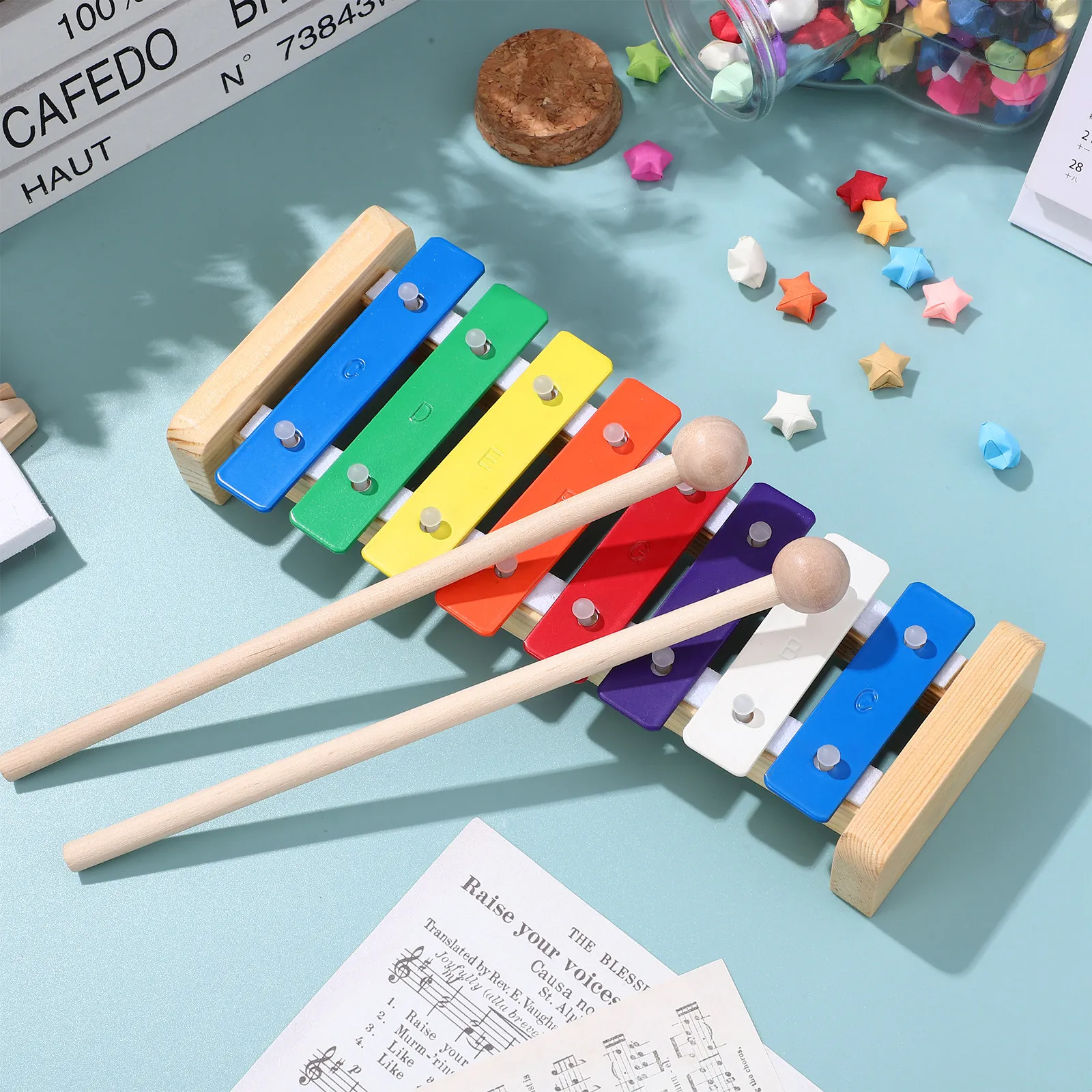 1Set Xylophone for Toddlers Hand Knocking Music Tool Bright Colors Attractive Design Children Percussion Xylophone for Kids