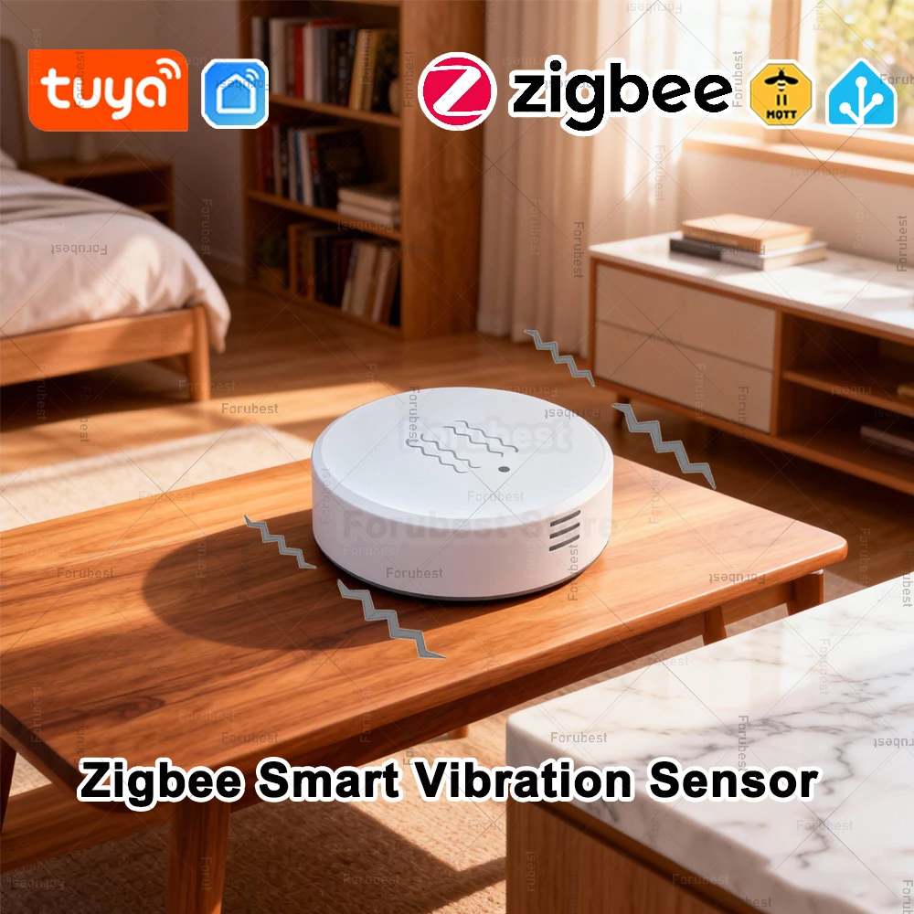 

Tuya Smart Zigbee Vibration Sensor Anti-Theft Vibration Alarm Detector Home Security RealTime Monitoring Shock Alarm Support Z2M