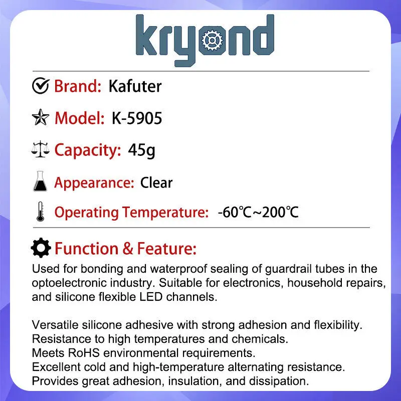 Kafuter K-5905 45g RTV Silicone Waterproof Sealant memiliki Daya Rekat yang Luar Biasa