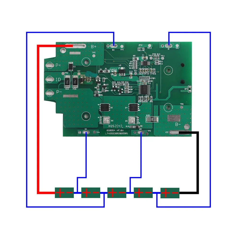 

Плата защиты от перезаряда, переразряда и перегрузки по току для корпуса электроинструмента BH50000 18V, артикул 302723001