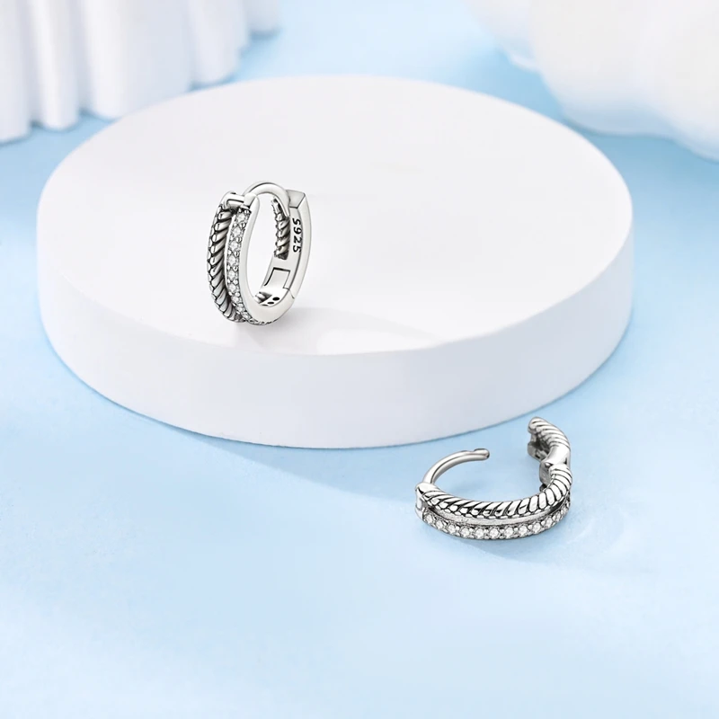 

925 Sterling Silver Earrings Women Snake Pattern Hoop Earring For Anniversary Wedding Jewelry Gifts