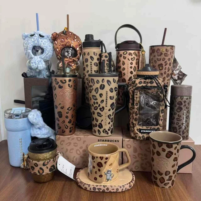 new-bk-coffee-tumbler-leopard-print-insulated-large-capacity-titanium-cup-with-straw-extra-lid-gift-box-for-daily-travel
