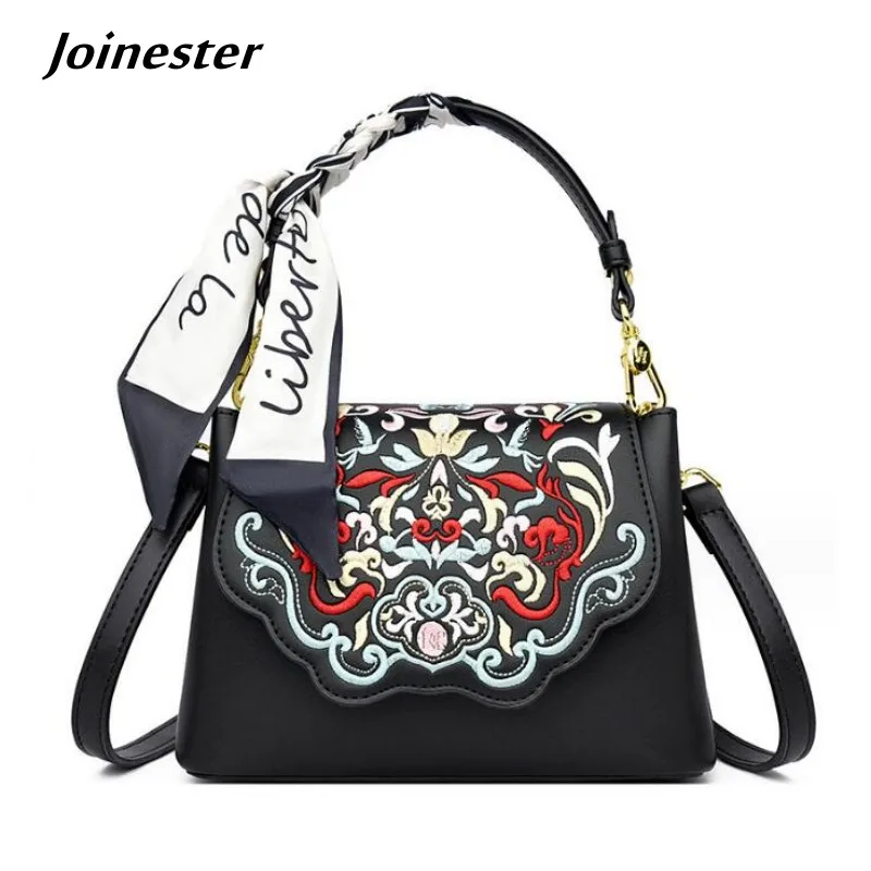 

Women Embroidered PU Leather Top Handle Handbag Girls Small Cute Flap Satche Versatile Daily Clutch Purse Retro Shoulder Bag