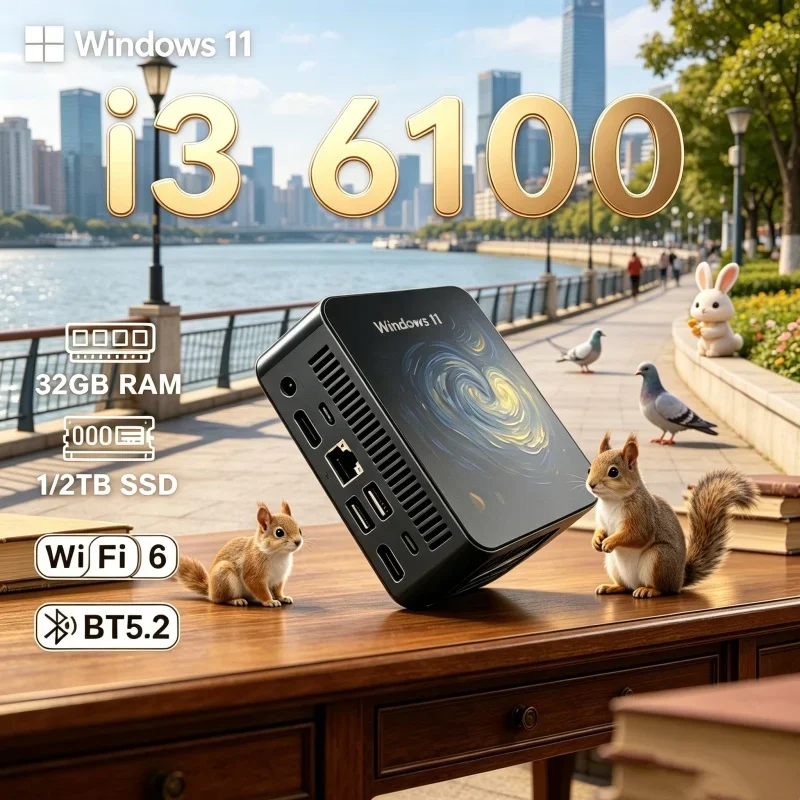 Precious 2026 Thinset MINI PC Windows 11 Pro Core I3 6100 RAM 1TB SSD WIFI 6 BT5.2 4K HD Dynastic Mild Gaming Office