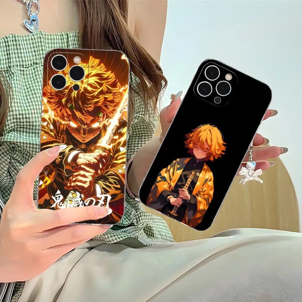 

Demon Slayer Zenitsu Phone Case for iPhone 16 15 14 13 12 11 X XR XS 8 6 Pro Max Plus Mini Clear Colour Printing Luxury Cover