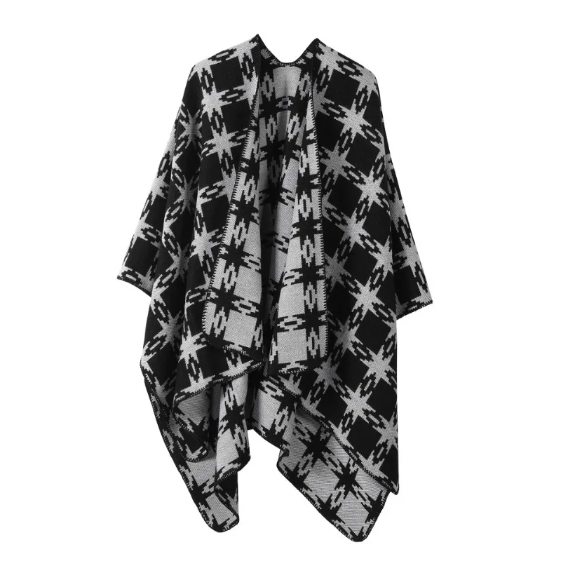 تقليد الكشمير شال كيب المرأة شال الرجعية شق موضة دافئة تقليد الكشمير الجاكار متقلب نمط وشاح شال