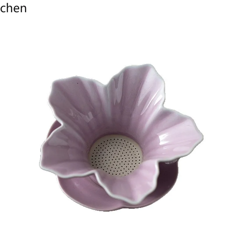 CZ Petal Fine Hole Tea Strainer Set, All-Ceramic Integrated Filter, Household Tea Filter, Kung Fu Tea Set Ceremony Accessories 5