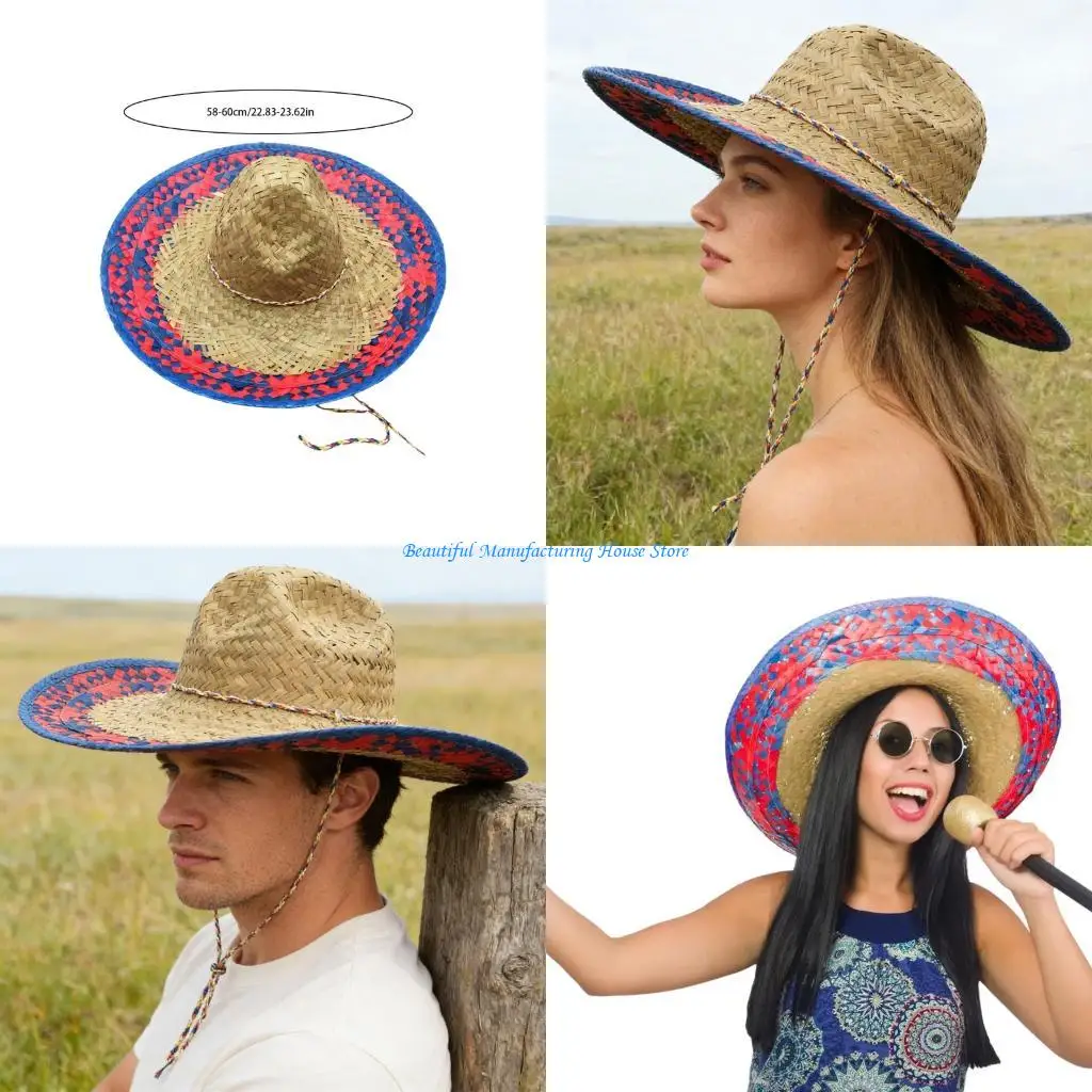 E56A Breathable Open Weave Sun Hat With Delicate Color Accents Oversized Designs Perfect For Gardening Travel And Daily Wear
