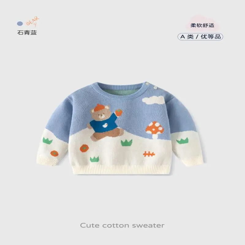Kawaii Girl Sweater Pure Cotton Korean Version Boy Leisure New Style Student Fashion Streetwear Brand Thicken Children'clothing