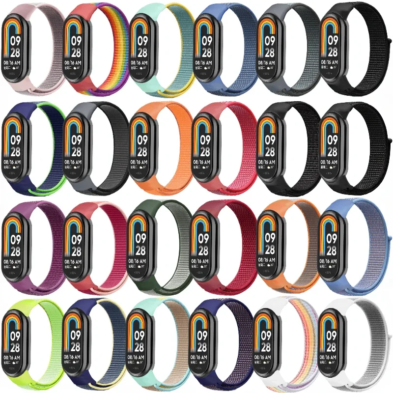 Nylon Loop Strap For Xiaomi Mi Band 8/9 Smart watch sports breathable bracelet Band For Mi Band 8 Comfortable multi-color Correa