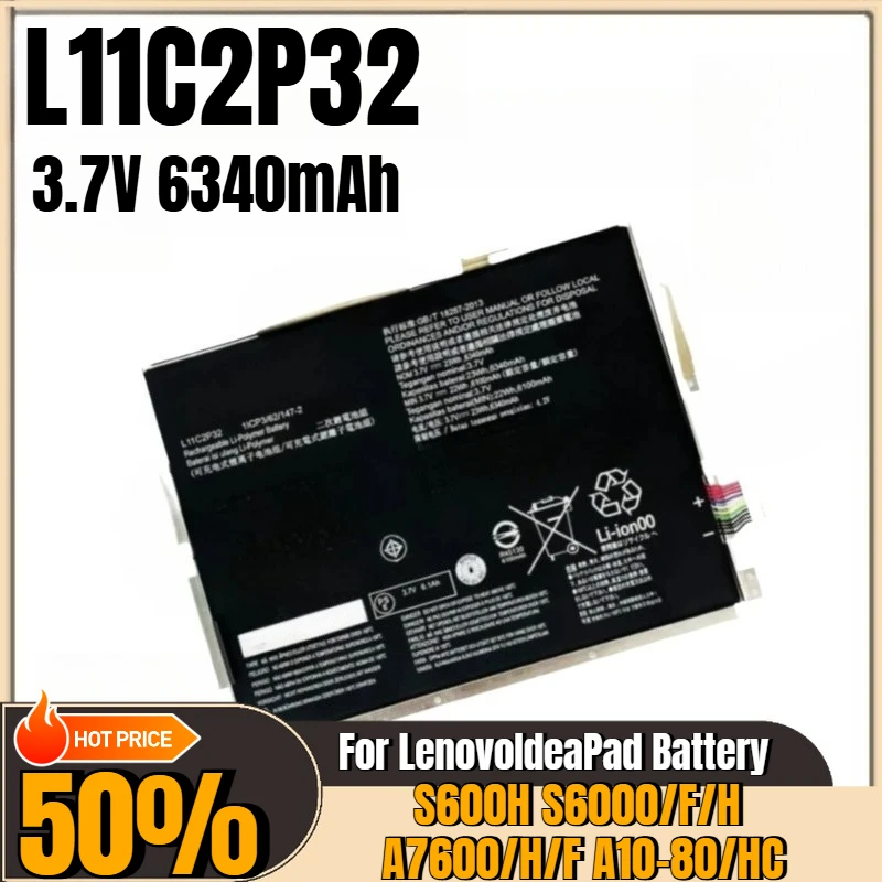 Bateria do laptopa 3.7V 23Wh 6340mAh L11C2P32 do Lenovo IdeaPad A7600 A7600-HV A7600-F S6000-H S6000 S6000-F Nowa, wysokiej jakości